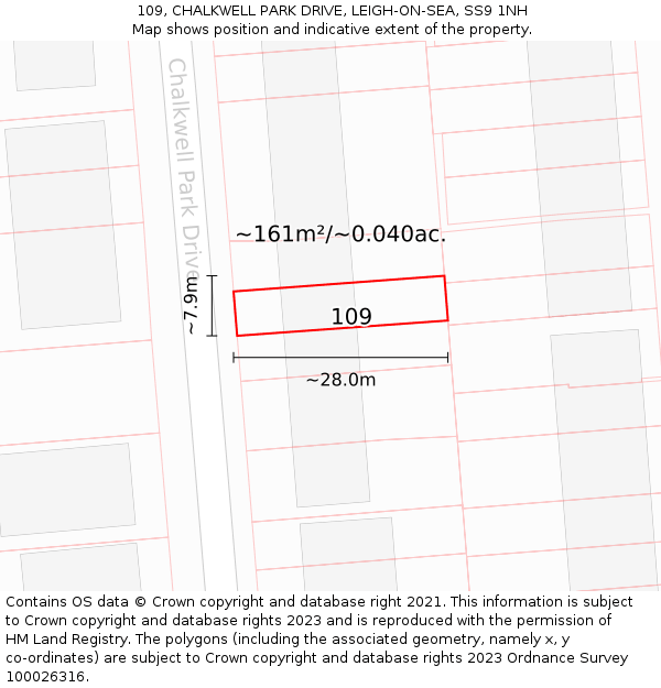 109, CHALKWELL PARK DRIVE, LEIGH-ON-SEA, SS9 1NH: Plot and title map