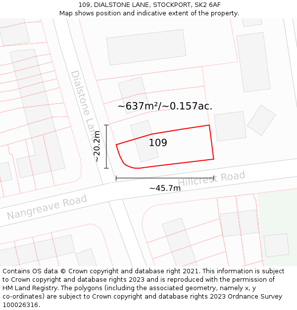 109, DIALSTONE LANE, STOCKPORT, SK2 6AF: Plot and title map