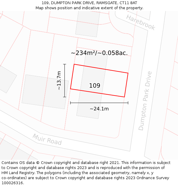 109, DUMPTON PARK DRIVE, RAMSGATE, CT11 8AT: Plot and title map