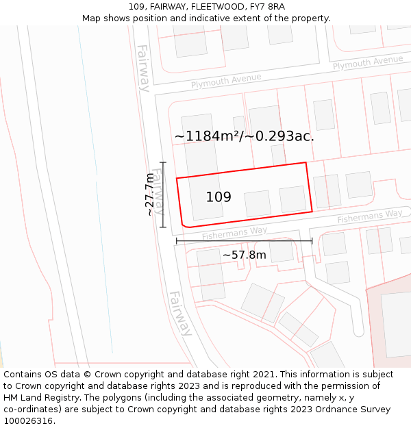 109, FAIRWAY, FLEETWOOD, FY7 8RA: Plot and title map