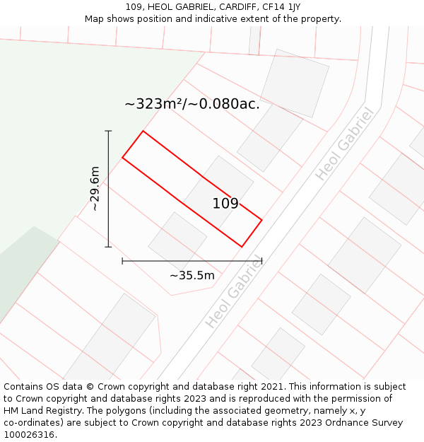 109, HEOL GABRIEL, CARDIFF, CF14 1JY: Plot and title map