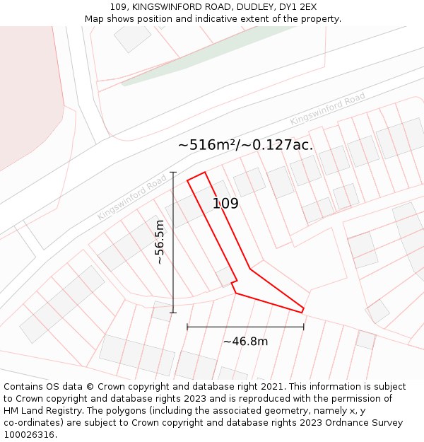 109, KINGSWINFORD ROAD, DUDLEY, DY1 2EX: Plot and title map