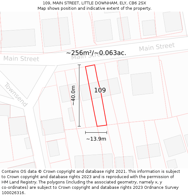 109, MAIN STREET, LITTLE DOWNHAM, ELY, CB6 2SX: Plot and title map