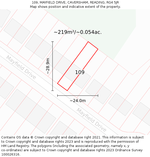 109, MAYFIELD DRIVE, CAVERSHAM, READING, RG4 5JR: Plot and title map