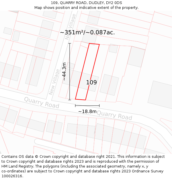 109, QUARRY ROAD, DUDLEY, DY2 0DS: Plot and title map