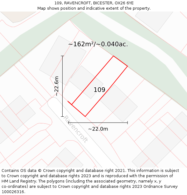 109, RAVENCROFT, BICESTER, OX26 6YE: Plot and title map