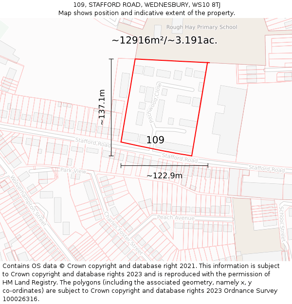 109, STAFFORD ROAD, WEDNESBURY, WS10 8TJ: Plot and title map