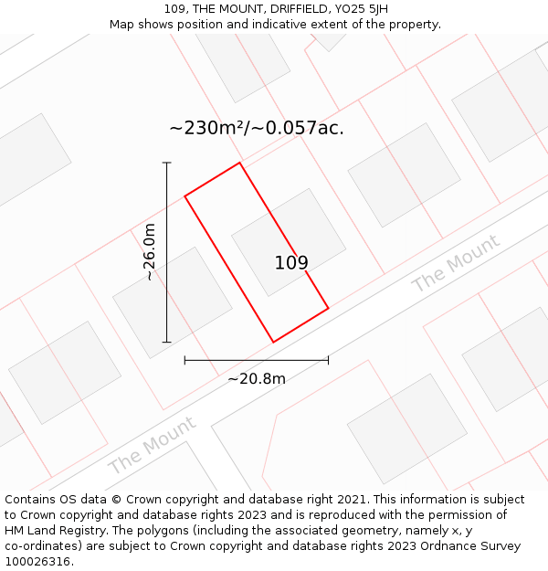 109, THE MOUNT, DRIFFIELD, YO25 5JH: Plot and title map