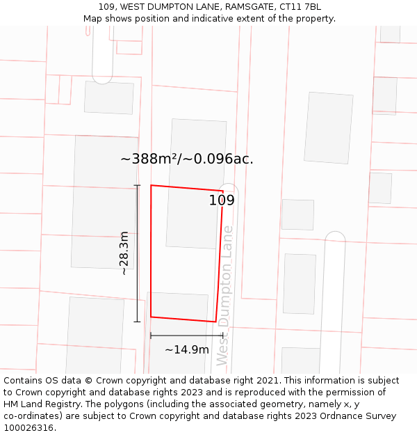 109, WEST DUMPTON LANE, RAMSGATE, CT11 7BL: Plot and title map