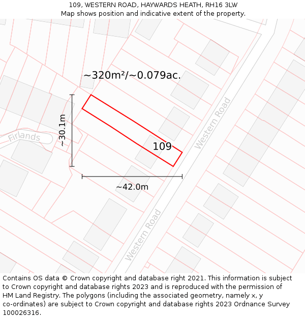 109, WESTERN ROAD, HAYWARDS HEATH, RH16 3LW: Plot and title map