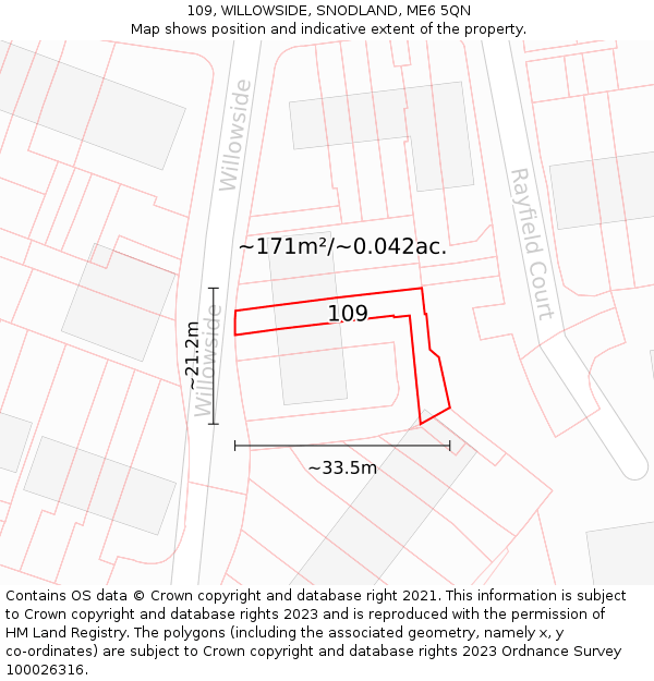 109, WILLOWSIDE, SNODLAND, ME6 5QN: Plot and title map