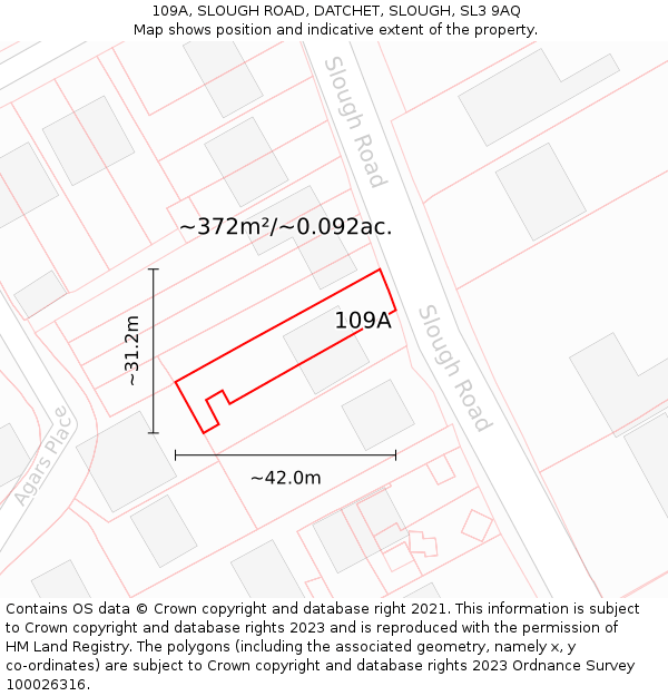 109A, SLOUGH ROAD, DATCHET, SLOUGH, SL3 9AQ: Plot and title map