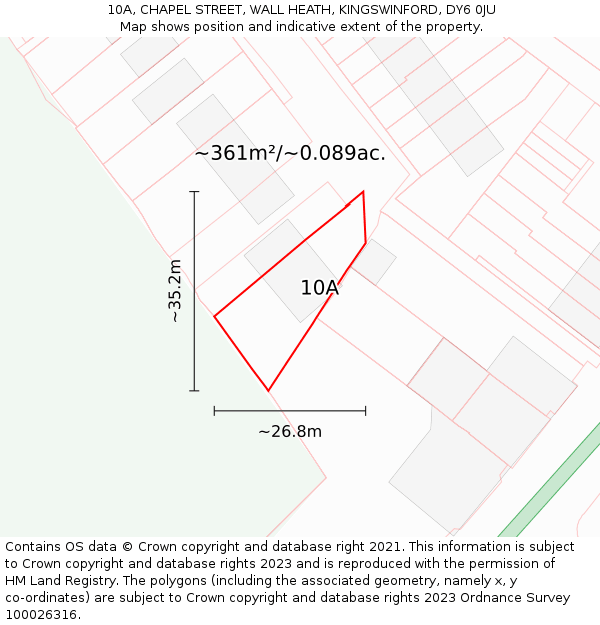 10A, CHAPEL STREET, WALL HEATH, KINGSWINFORD, DY6 0JU: Plot and title map