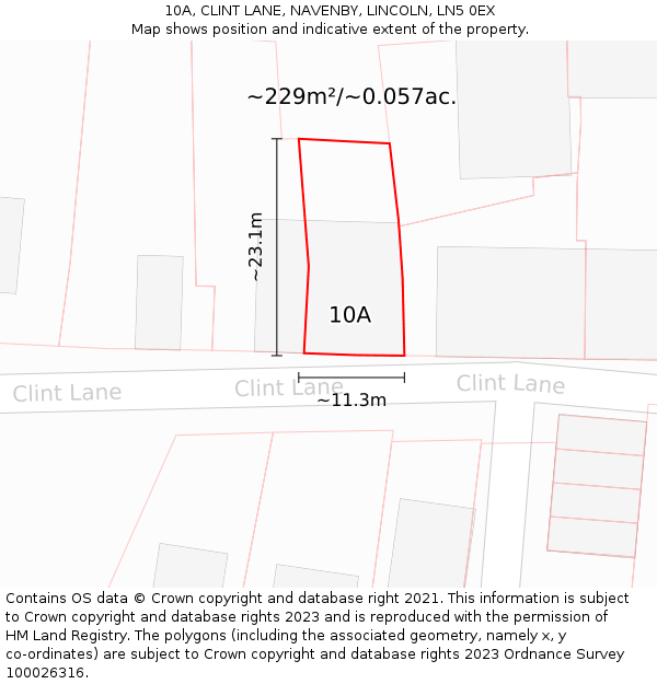 10A, CLINT LANE, NAVENBY, LINCOLN, LN5 0EX: Plot and title map