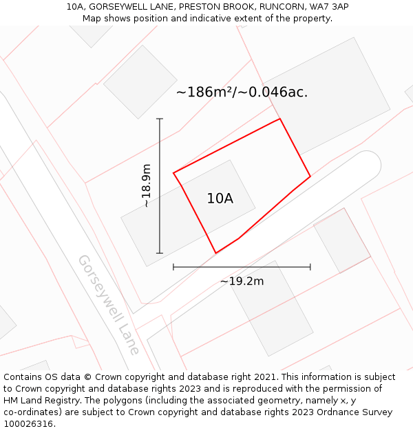 10A, GORSEYWELL LANE, PRESTON BROOK, RUNCORN, WA7 3AP: Plot and title map