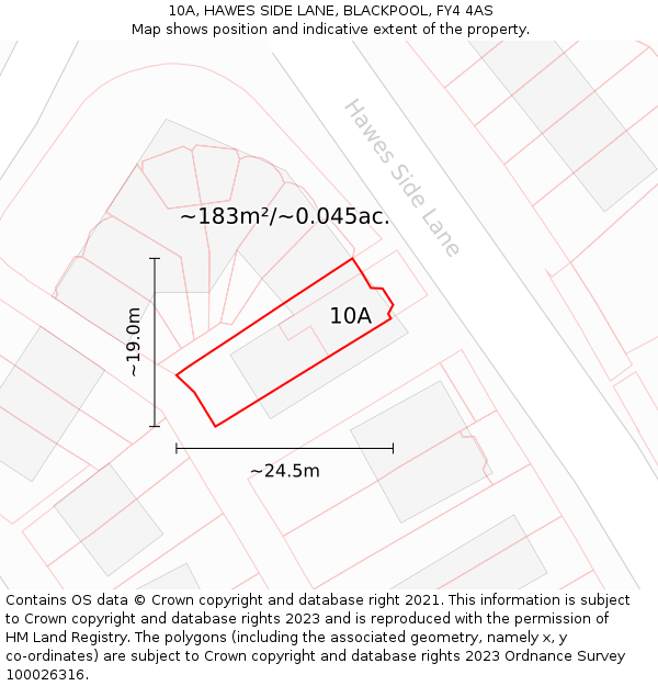 10A, HAWES SIDE LANE, BLACKPOOL, FY4 4AS: Plot and title map