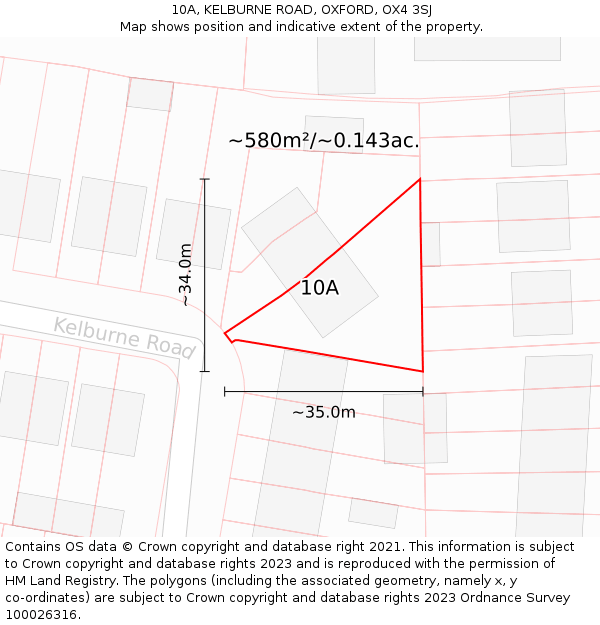 10A, KELBURNE ROAD, OXFORD, OX4 3SJ: Plot and title map