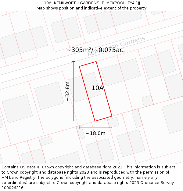 10A, KENILWORTH GARDENS, BLACKPOOL, FY4 1JJ: Plot and title map