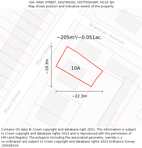 10A, MAIN STREET, EASTWOOD, NOTTINGHAM, NG16 3JH: Plot and title map