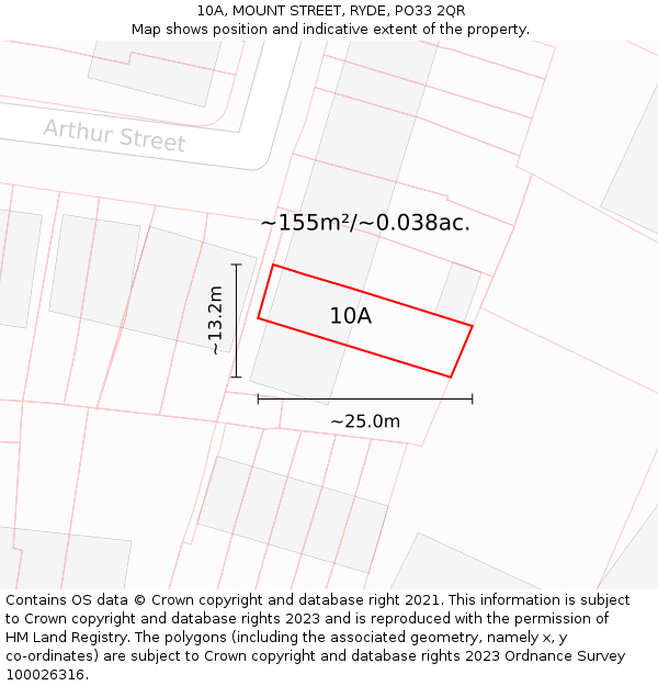 10A, MOUNT STREET, RYDE, PO33 2QR: Plot and title map