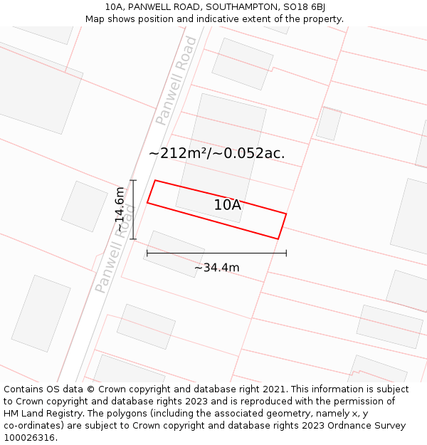 10A, PANWELL ROAD, SOUTHAMPTON, SO18 6BJ: Plot and title map