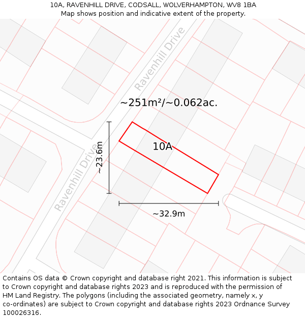 10A, RAVENHILL DRIVE, CODSALL, WOLVERHAMPTON, WV8 1BA: Plot and title map