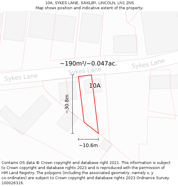 10A, SYKES LANE, SAXILBY, LINCOLN, LN1 2NS: Plot and title map