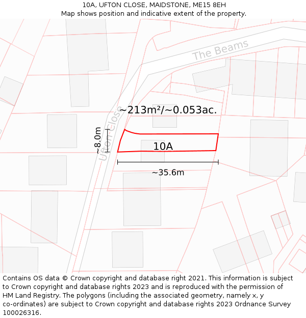 10A, UFTON CLOSE, MAIDSTONE, ME15 8EH: Plot and title map