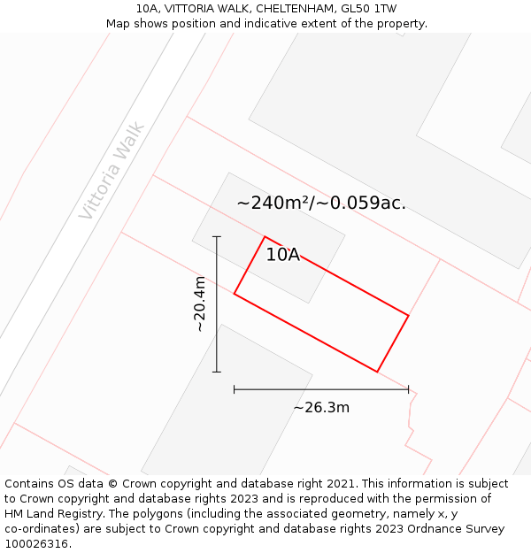 10A, VITTORIA WALK, CHELTENHAM, GL50 1TW: Plot and title map