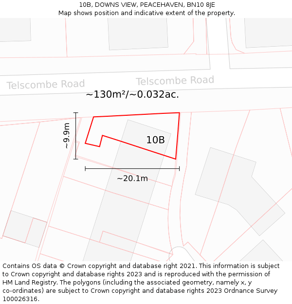 10B, DOWNS VIEW, PEACEHAVEN, BN10 8JE: Plot and title map