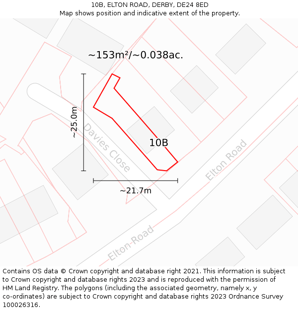 10B, ELTON ROAD, DERBY, DE24 8ED: Plot and title map
