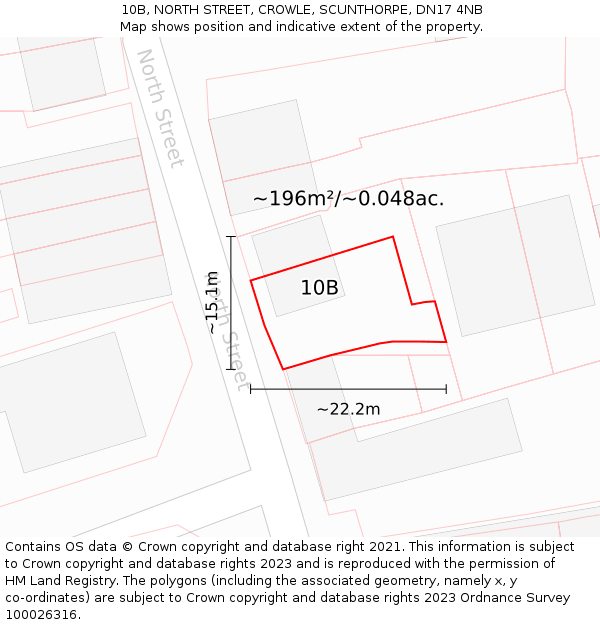 10B, NORTH STREET, CROWLE, SCUNTHORPE, DN17 4NB: Plot and title map