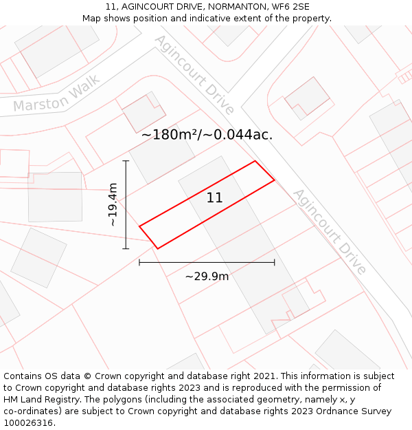 11, AGINCOURT DRIVE, NORMANTON, WF6 2SE: Plot and title map