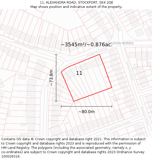 11, ALEXANDRA ROAD, STOCKPORT, SK4 2QE: Plot and title map