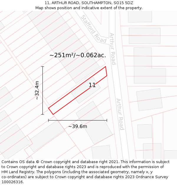 11, ARTHUR ROAD, SOUTHAMPTON, SO15 5DZ: Plot and title map