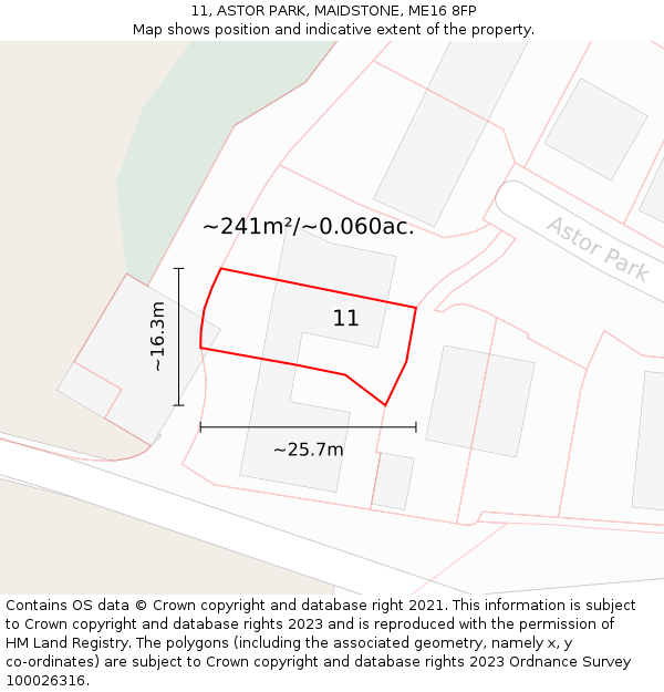 11, ASTOR PARK, MAIDSTONE, ME16 8FP: Plot and title map