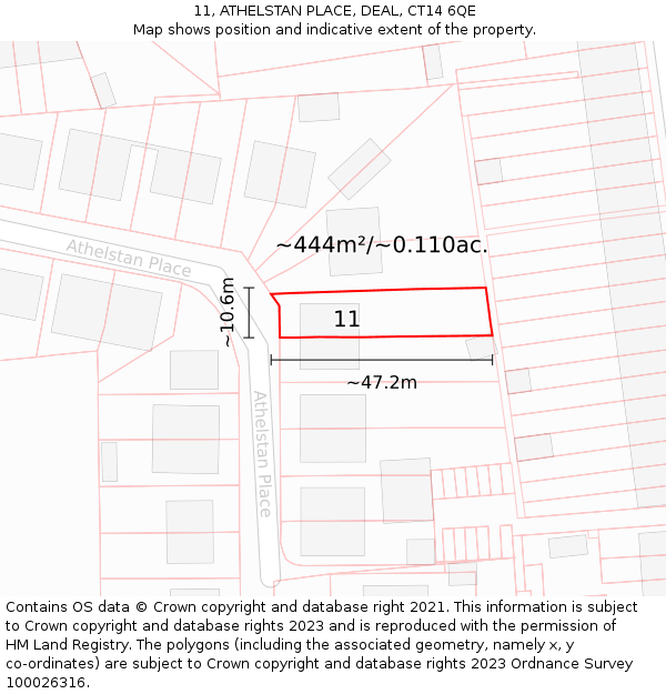 11, ATHELSTAN PLACE, DEAL, CT14 6QE: Plot and title map