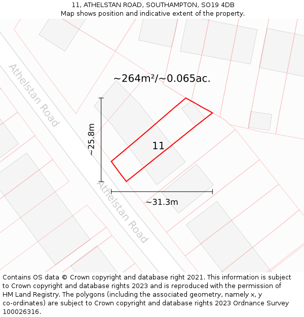 11, ATHELSTAN ROAD, SOUTHAMPTON, SO19 4DB: Plot and title map