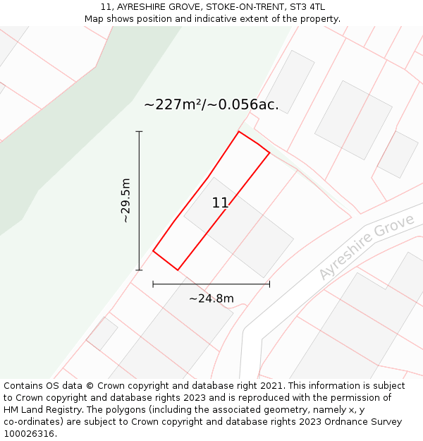 11, AYRESHIRE GROVE, STOKE-ON-TRENT, ST3 4TL: Plot and title map