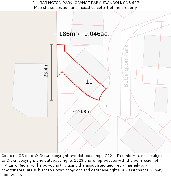 11, BABINGTON PARK, GRANGE PARK, SWINDON, SN5 6EZ: Plot and title map