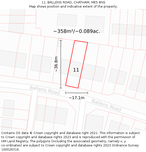 11, BALLENS ROAD, CHATHAM, ME5 8NS: Plot and title map