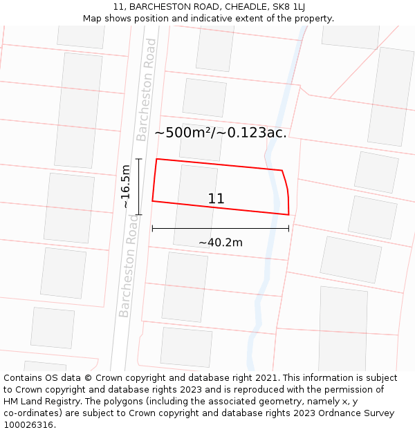 11, BARCHESTON ROAD, CHEADLE, SK8 1LJ: Plot and title map