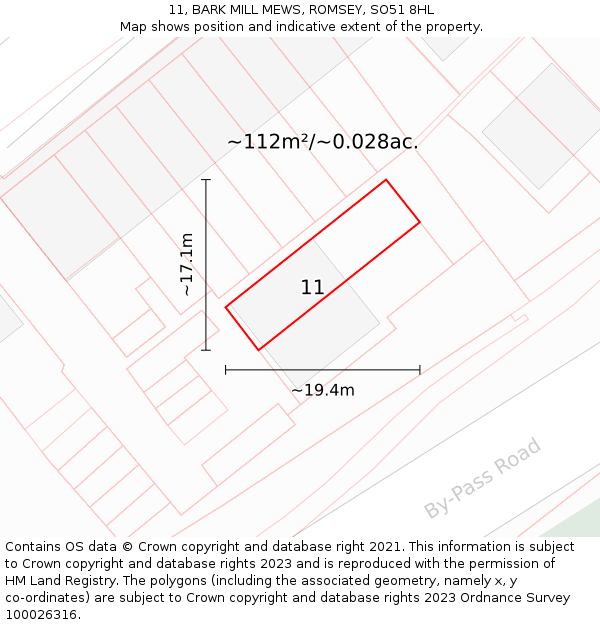 11, BARK MILL MEWS, ROMSEY, SO51 8HL: Plot and title map