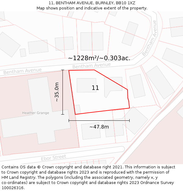 11, BENTHAM AVENUE, BURNLEY, BB10 1XZ: Plot and title map