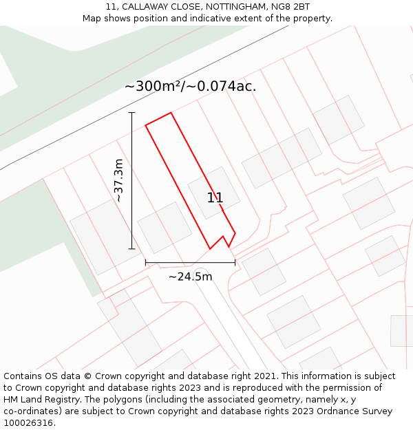 11, CALLAWAY CLOSE, NOTTINGHAM, NG8 2BT: Plot and title map