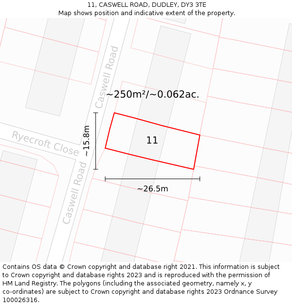 11, CASWELL ROAD, DUDLEY, DY3 3TE: Plot and title map