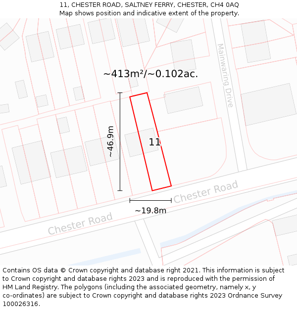 11, CHESTER ROAD, SALTNEY FERRY, CHESTER, CH4 0AQ: Plot and title map