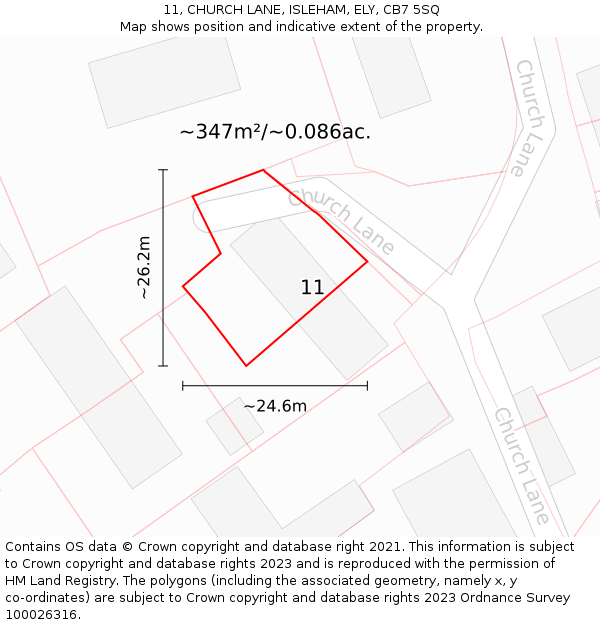 11, CHURCH LANE, ISLEHAM, ELY, CB7 5SQ: Plot and title map