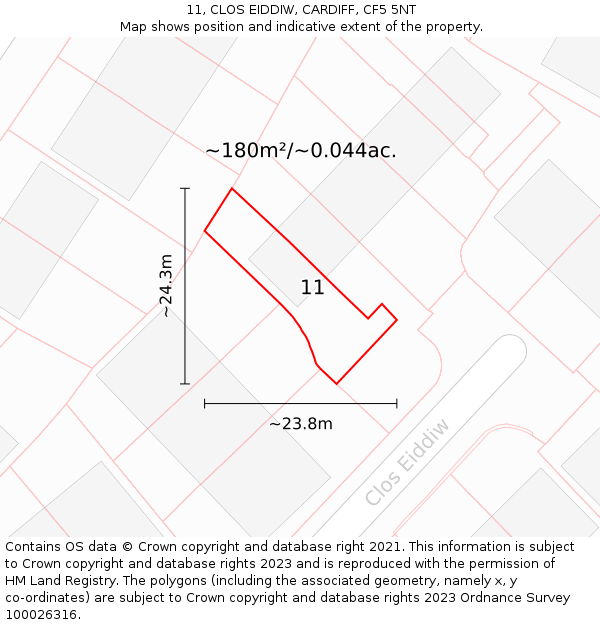 11, CLOS EIDDIW, CARDIFF, CF5 5NT: Plot and title map