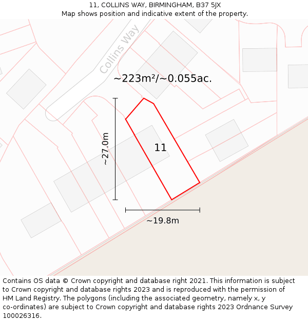 11, COLLINS WAY, BIRMINGHAM, B37 5JX: Plot and title map